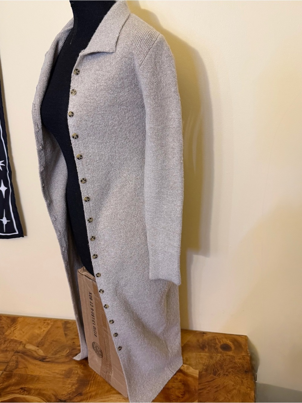 Long Knit Duster Cardigan Sweater Button Front Womens Medium Forever 21